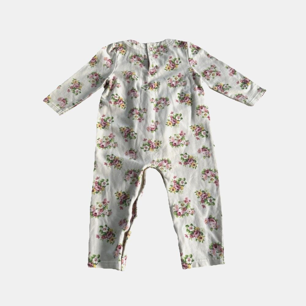 Vtg 90s Toddler Girl 24M One Piece Bubble Romper Outfit Floral Smocked - Picture 7 of 7